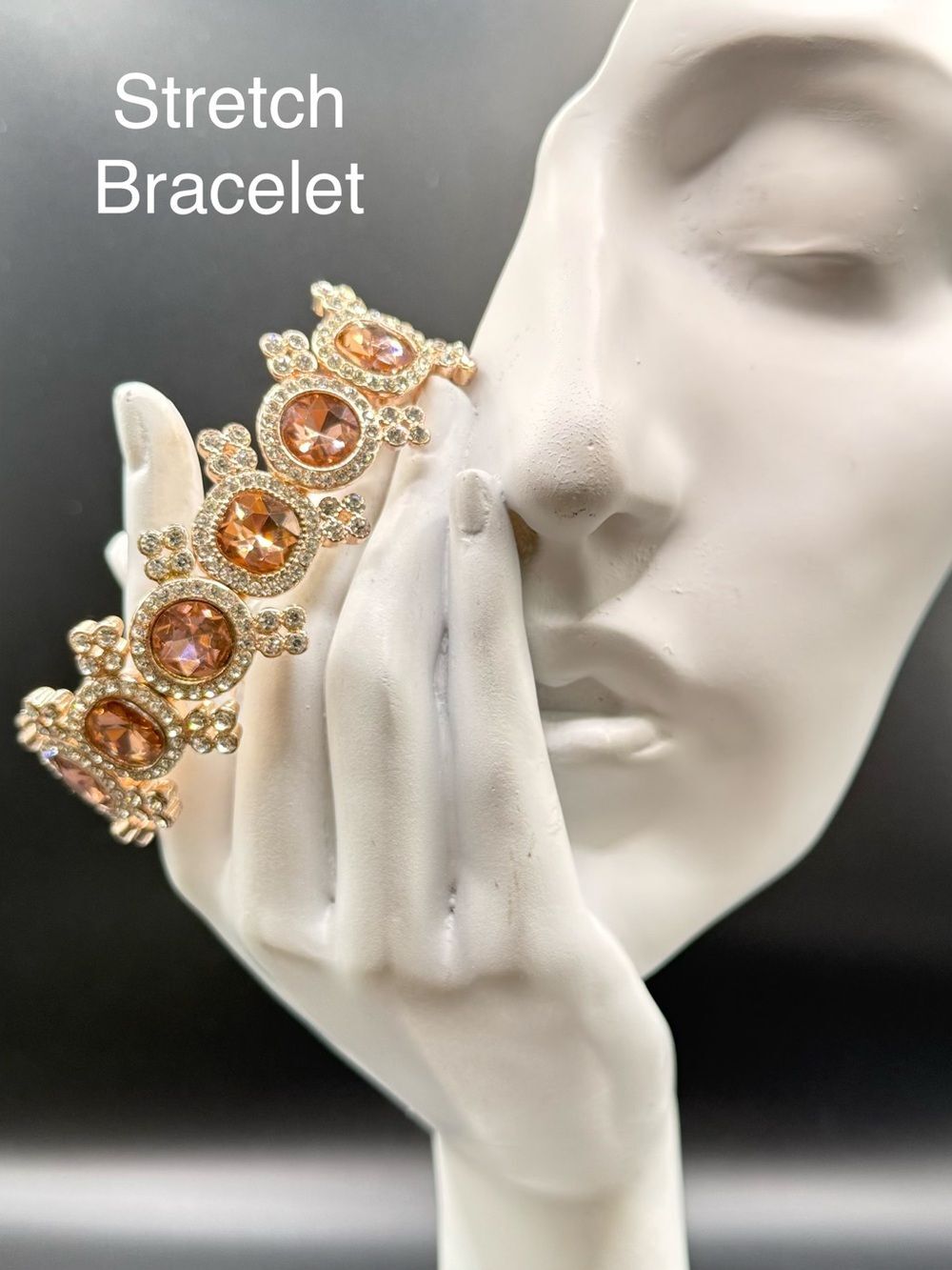 Elegant Gold Stretch Bracelet with Champagne Crystals